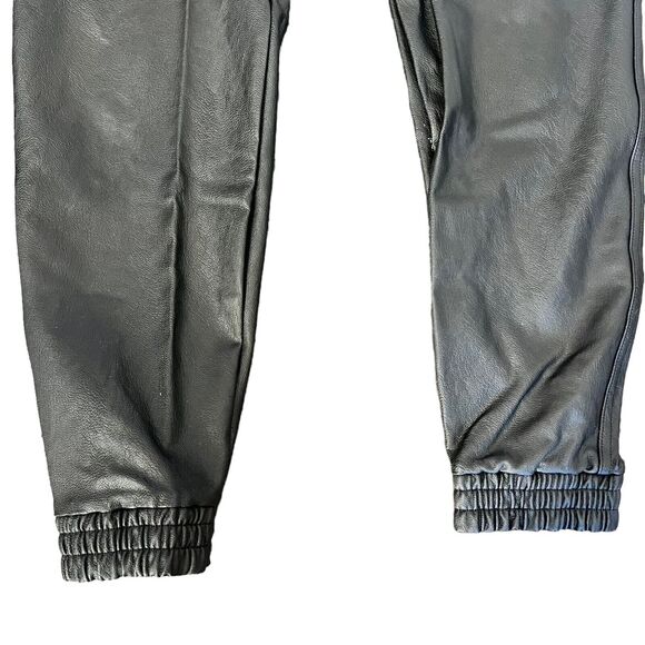 Spanx Black Faux Leather Like Joggers Pants M Elastic Waist High Waist - Picture 7 of 16